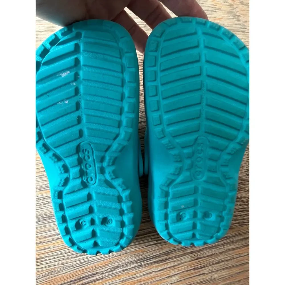 Crocs Classic Lined Clog Toddler C10 Teal Jibbitz Trucks Cars